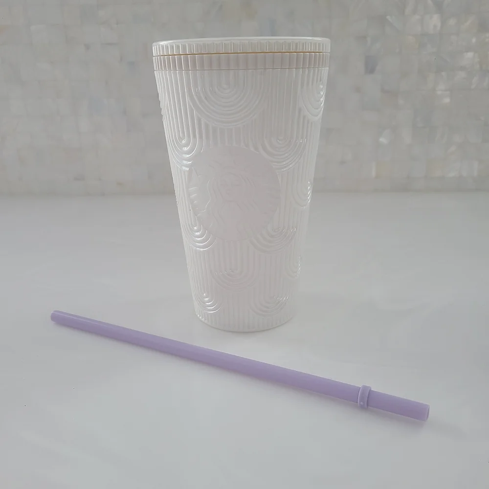 Starbucks Pearl White Textured 16oz Tumbler with Straw